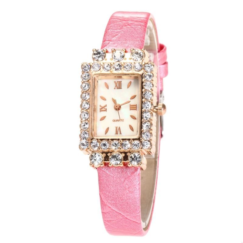 Luxury Ladies Quartz Watch Girls Pink Leather Strap Roman Digital Pattern Diamond Alloy Dial Watches For Womens Gift Wrist Watch Expensive Watches Watches Online From Sihuoguo 20 77 Dhgate Com