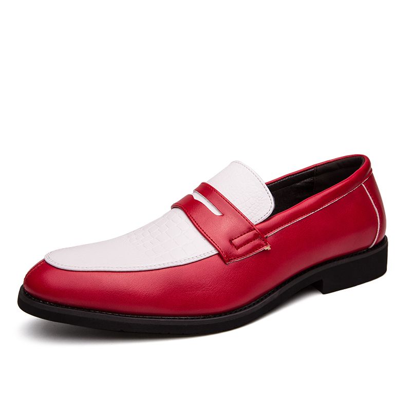 red and white dress shoes