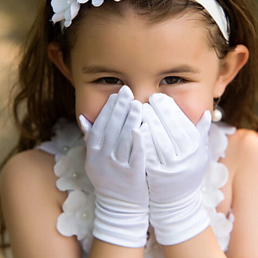 White LIOOBO Flower Girl Gloves Short Satin Bow Wedding Kindergarten Birthday Party Pupils Show Dress Gloves for Age 8-12 White LIOOBO Flower Girl Gloves Short Satin Bow Wedding Kindergarten Birthday Party Pupils Show Dress Gloves for Age 8-12