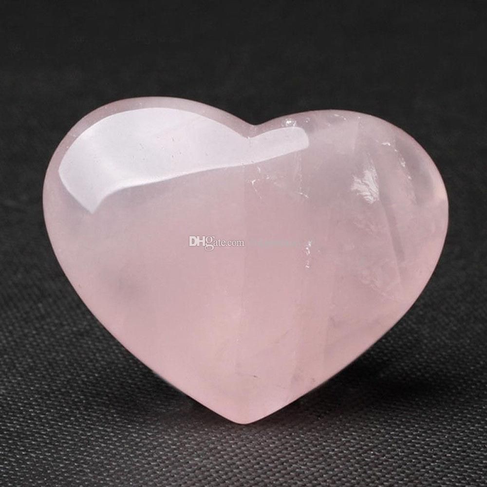 2020 Natural Rose Quartz Heart Shaped Pink Crystal Carved Palm Healing