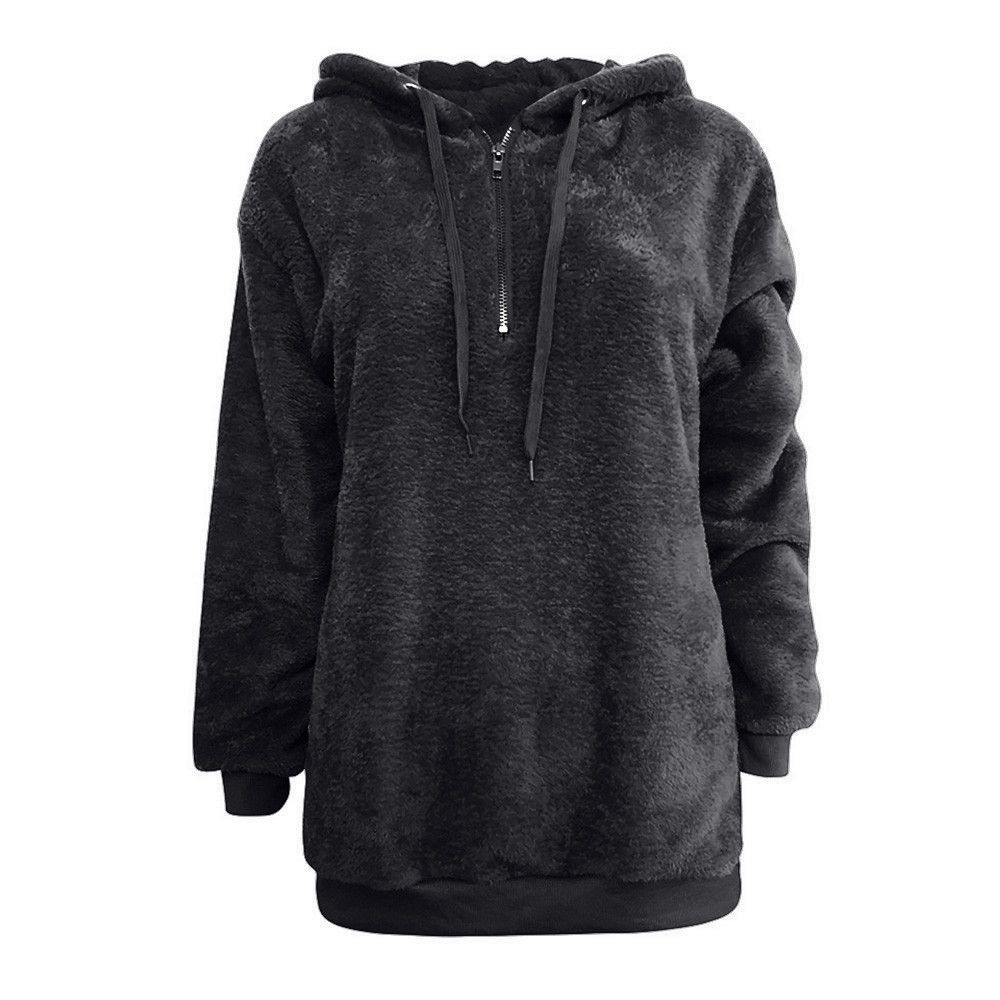 zip up fluffy hoodie