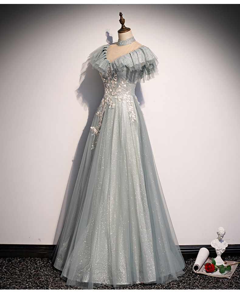 silver blue gown