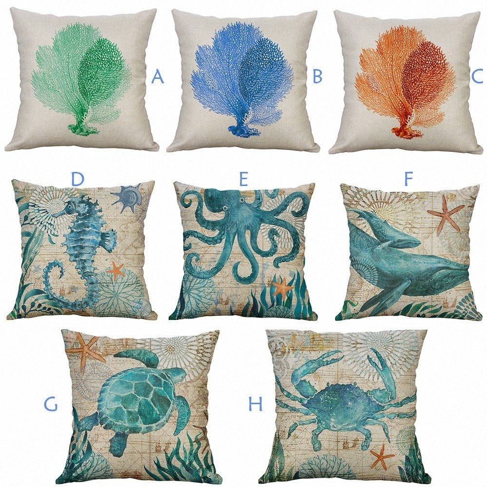 Marine Life Coral Turtle Seahorse Whale Octopus Cushion Cover Pillowcase 45x45cm Home Decor Beautiful 7 P7 Bnyv Cheap Patio Furniture Cushions Outdoor Cushions On Sale From Walmarts 25 69 Dhgate Com