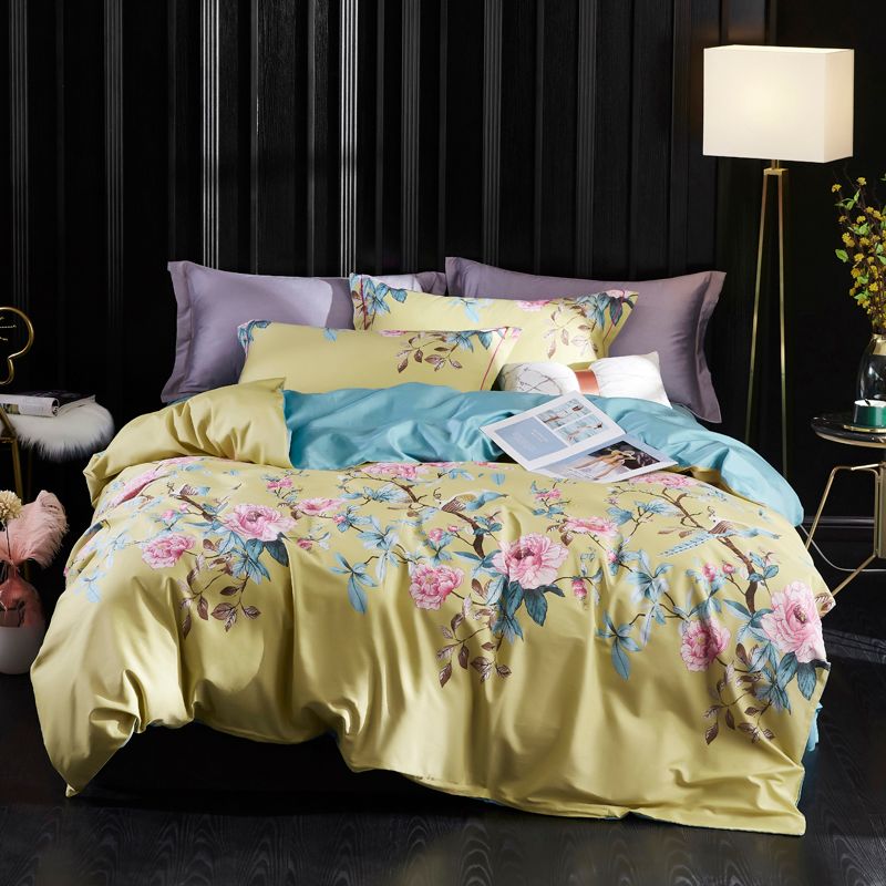 Chinoiserie Botanical Floral Print Duvet Quilt Cover Queen King Size