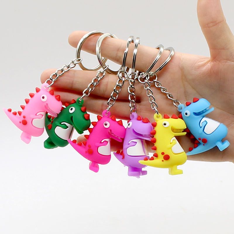 2021 Cartoon Dinosaur Keychain Pvc Animal Dinosaur Key Rings Hangbag