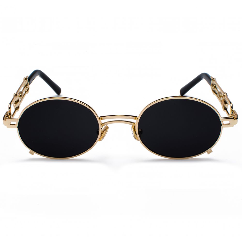 Peekaboo Retro Round Sunglasses Men Rimless Gold Black Women 