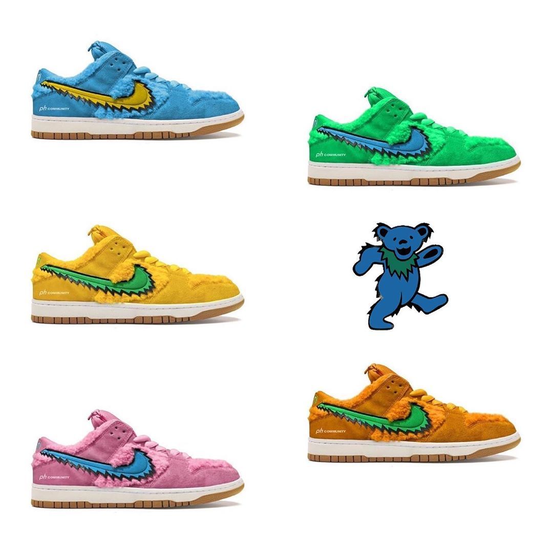 Compra Grateful Dead 5 Osos En Azul Amarillo Verde Naranja Rosa Nike SB  Dunk Low Skateboard Zapatos Zapatos Casual Diseño Hombres Mujeres Zapatillas  De Deporte Barato | Entrega Rápida Y Calidad | Es.Dhgate