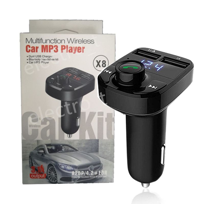 X8 FM Transmitter Aux Modulator Bluetooth Handsfree Car Kit Car Audio