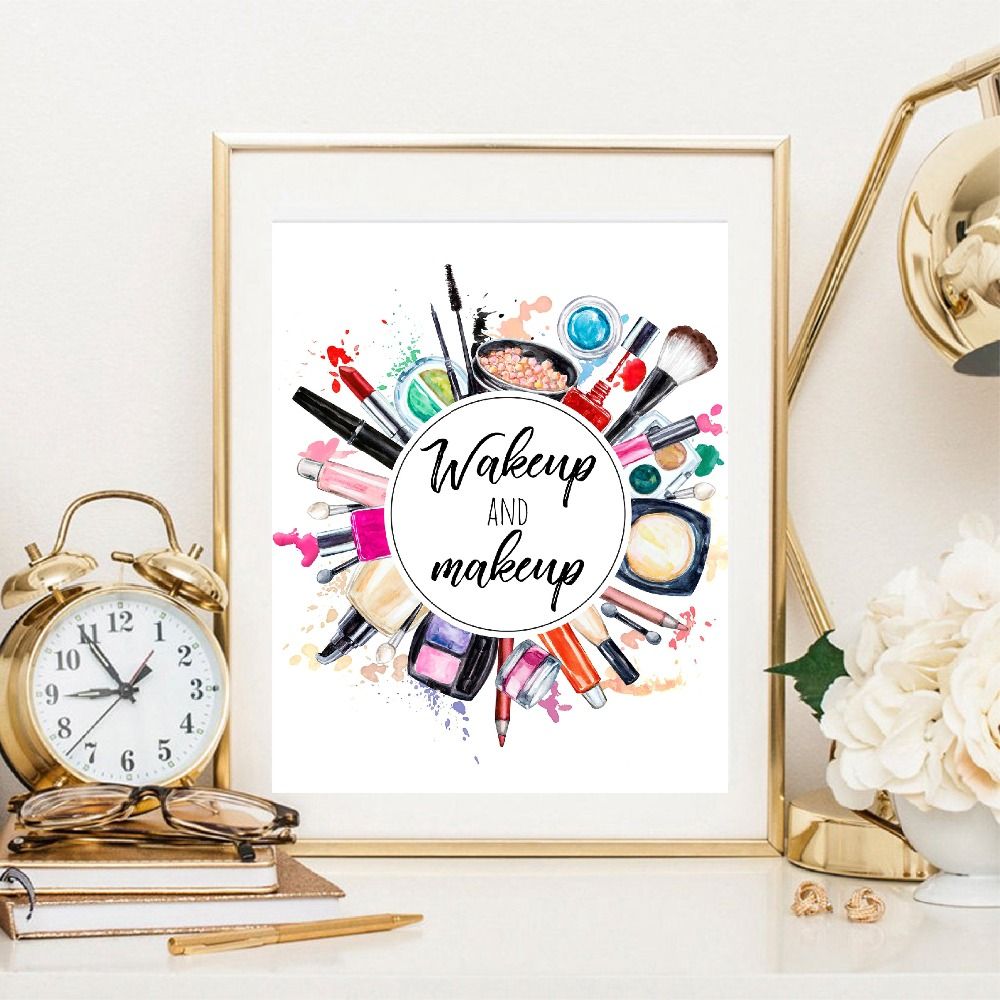 2020 Wake Up And Makeup Canvas Poster Beauty Room Wall Art Prints Makeup Cosmetic Watercolor Painting Teen Girls Wall Art Decor From Zhu793737893 6 69 Dhgate Com