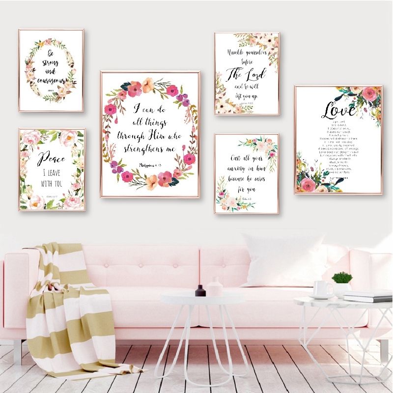 2020 Posters And Prints Bible Verse Canvas Painting Poster Christian Wall Art Watercolor Flowers Pictures For Living Room Home Decor From Zuihangyuan1 4 69 Dhgate Com