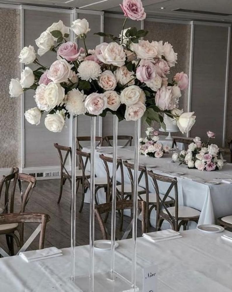 Wedding Porps Clear Tall Acrylic Base Rectangular Tall Centerpiece