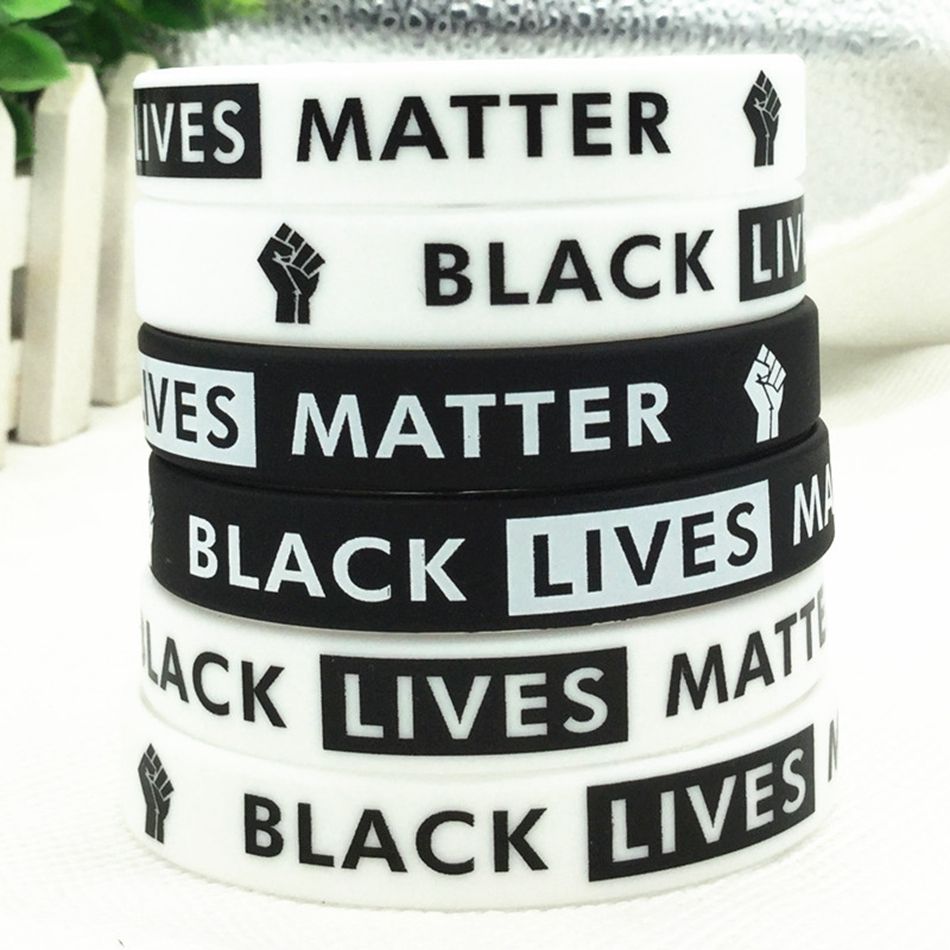 Black Lives Matter Dress Socks Rubber Bangle Silicone Bracelets,Designer Funky Crazy Colored BLM Wristband History Long Crew Sock I Cant Breathe Blacklivesmatter Icantbreathe Sign,Pack of 4