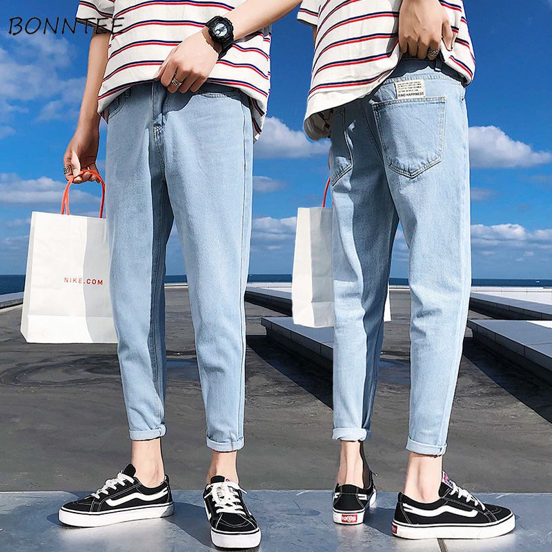 Mens Jeans Men Solid Ankle Length 