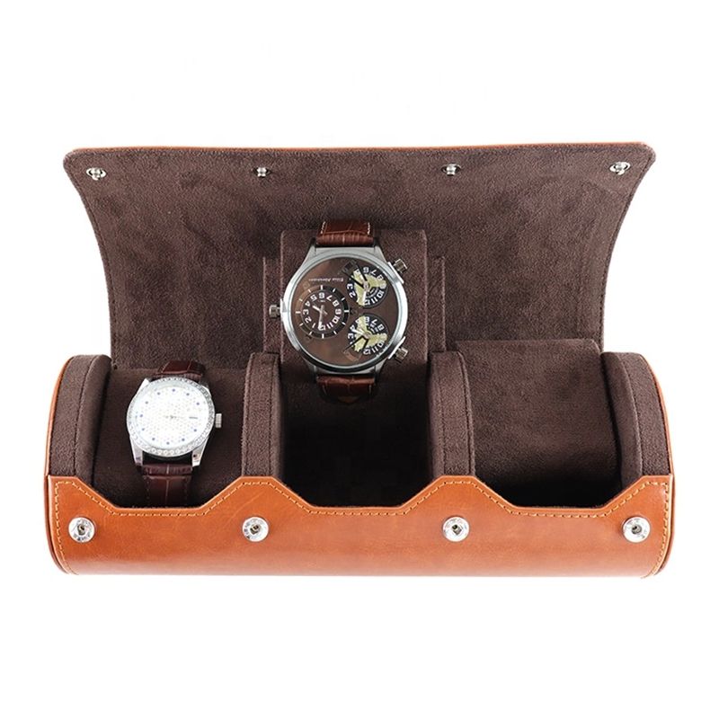 Custom Luxury Leather Travel Watch Case With Sponge Watch Packing Box