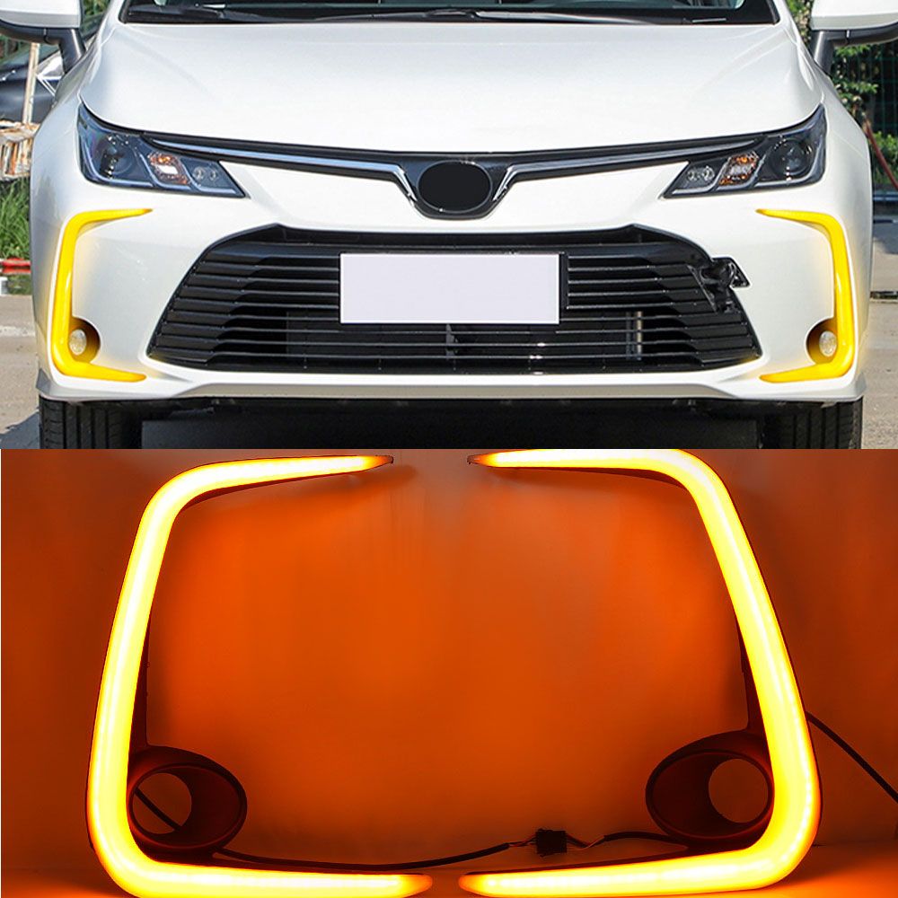 LED Daytime Running Light Yellow Turn Signa 12V Fog Lamp Decoration