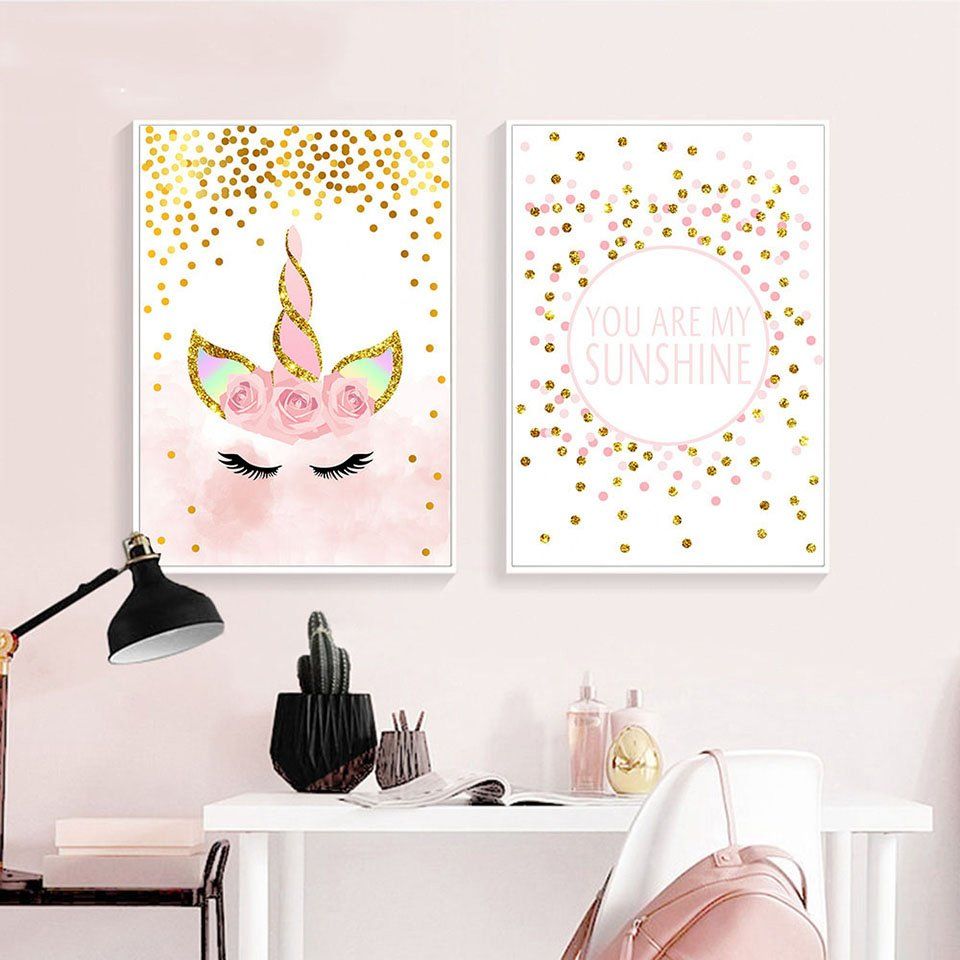 2020 Home Decor Nordic Style Canvas Modern Unicorn Letter Painting Pictures Wall Art Prints Watercolor Modular Poster For Girl Room Kzve From Dianxinkai 28 08 Dhgate Com
