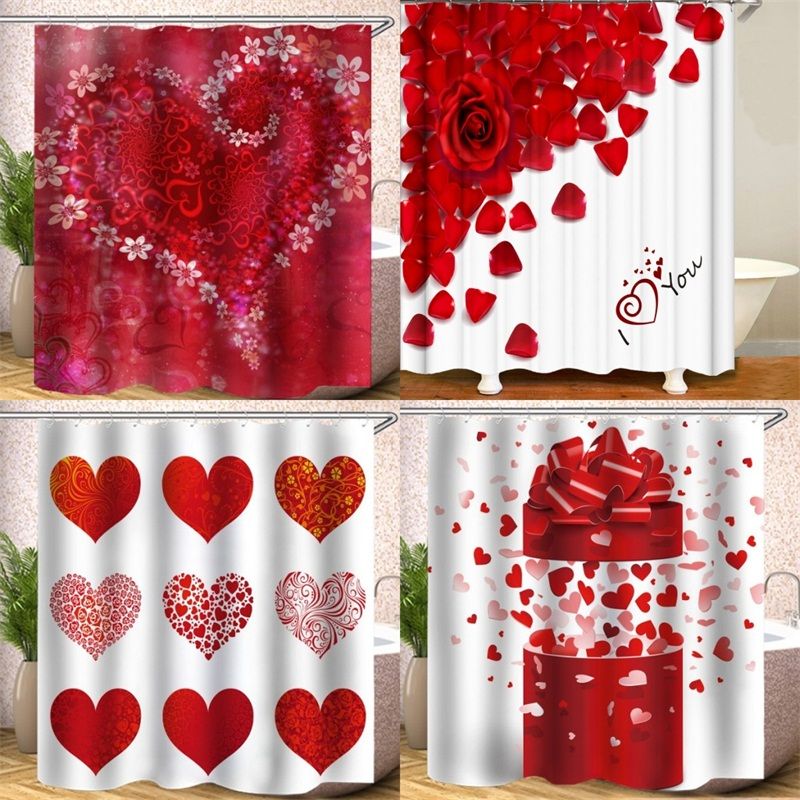 compre cortina de ducha 180x180cm oclusion impermeable cortinas de bano love petalos de rosa material de poliester impresion digital envio gratis 26hs