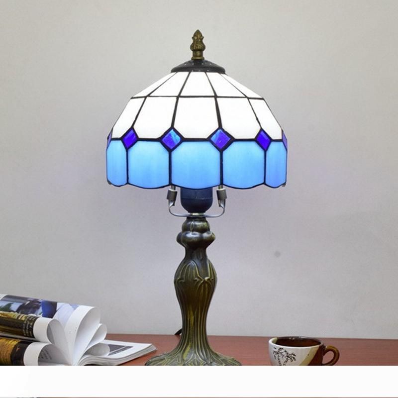 small blue table lamp