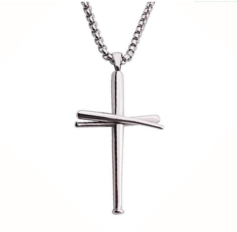 White gold sales baseball cross necklace