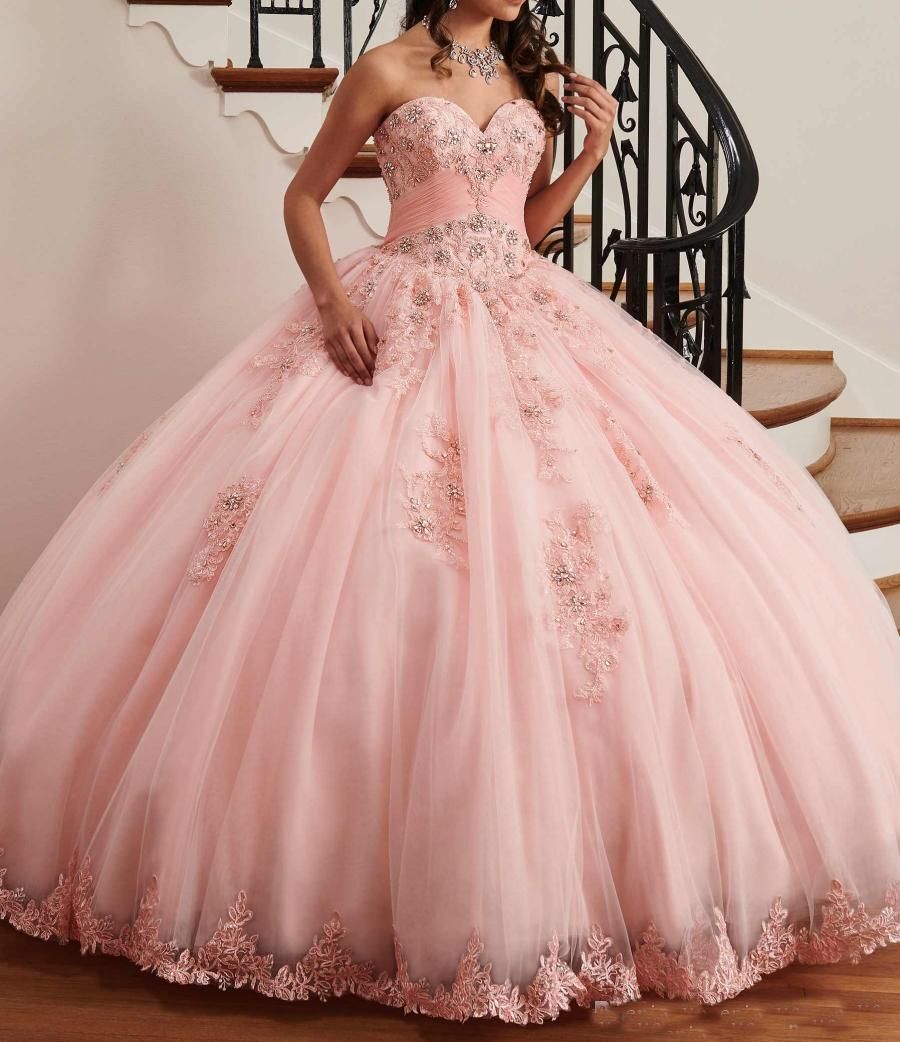 De lujo nuevo rosa del vestido de bola de los vestidos de quinceañera del cordón del De lujo nuevo rosa del vestido de bola de los vestidos de quinceañera del cordón del
