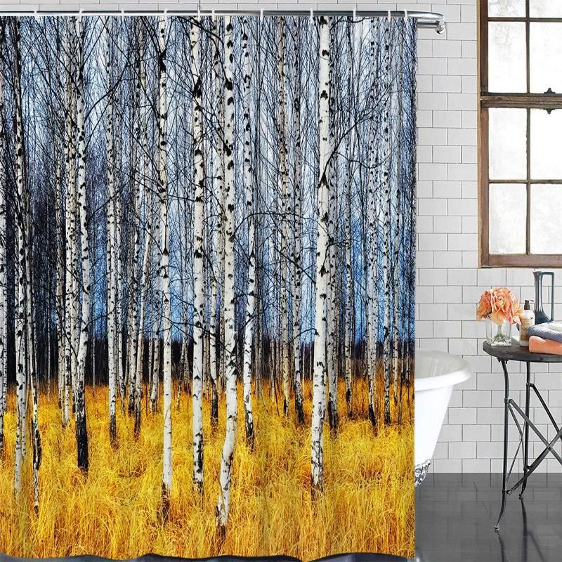 2020 Eco Friendly Shower Curtain Yellow Forest Birch Printed Shower Curtain Bathroom Decor Waterproof Fabric Bath From Highqualityok4 77 36 Dhgate Com