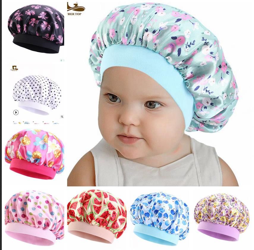 Cute Kids Satin Sleeping Caps New Soft Silk Wide Band Night Hats