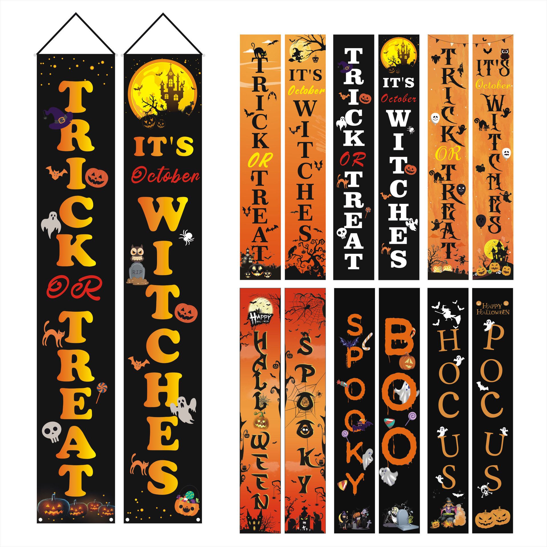 2021 Spooky Halloween Porch Sign Banners, Indoor/Outdoor Decorative ...