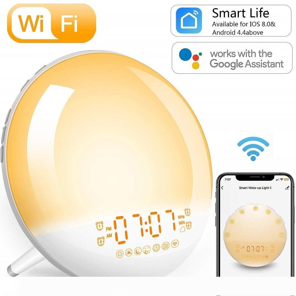 2021 Sunrise Alarm Clock Smart Wake Up Light 20 Brightness Digital Alarm Clock With Sunset