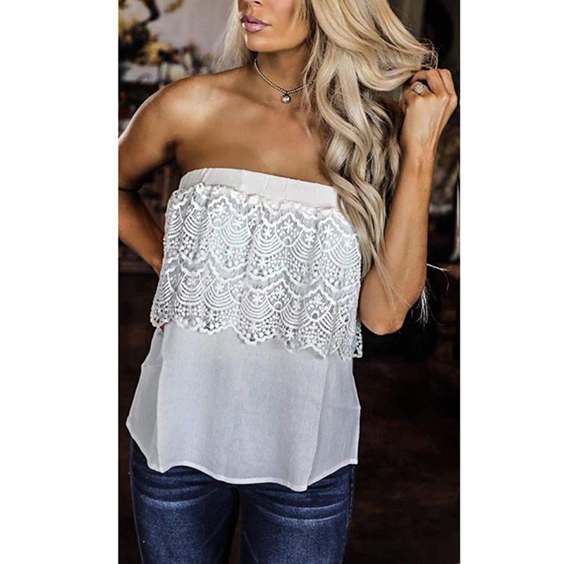 Blusas mujer Camisas grandes Sexy Laca sin tirantes Mujeres Summer mangas Blusa Elegante
