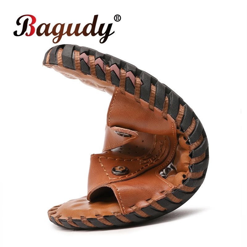 Genuine Leather Sandals Men Summer Shoes Non-Slip Mens Sandals Soft Casual