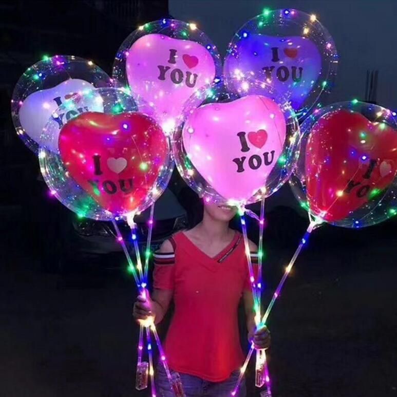 2020 LED Love Heart Bobo Ball Valentines Day Gifts Led Luminous Light