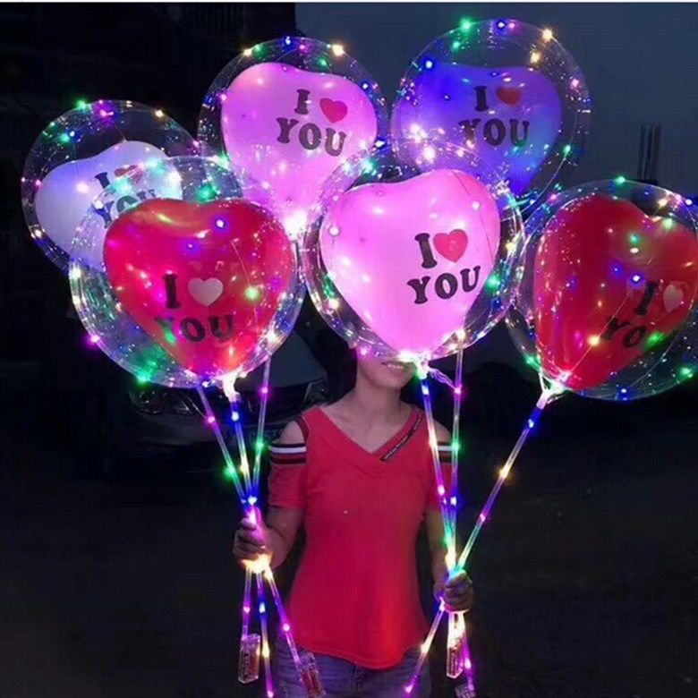 2020 2020 LED Love Heart Bobo Ball Valentines Day Gifts Led Luminous
