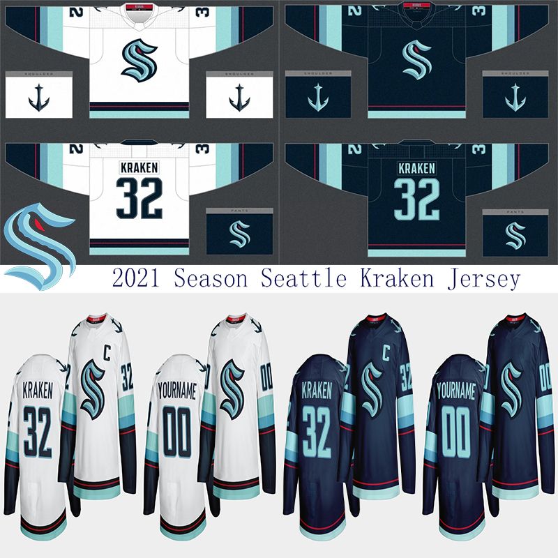 Custom Seattle Kraken Jersey Mens 32 Kraken 21 Kraken Jersey 2021 Season  New Team Blue White Blank Cheap Hockey Jerseys Stitched From Canada_team,  $60.32