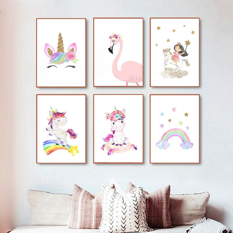 2021 Pink Flamingo White Horse Princess Canvas Painting Baby Nursery Girl Bedroom Poster And Print Nordic Children Kids Room Decor From Zuihangyuan1 1 79 Dhgate Com dhgate com