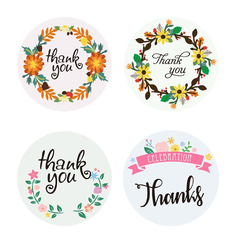 1000 unidades otoño floral gracias pegatina adhesivos redondos adhesivos para sobres DIY hornear decoración del banquete de boda，2.5 cm de diámetro，7 Estilos