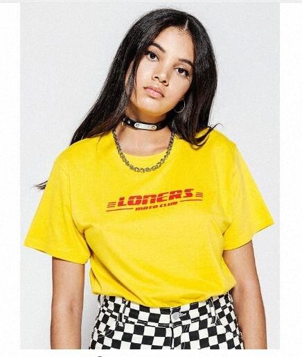 Ropa para mujer elegante color amarillo tee solitarios camiseta Tumblr inconformista Grunge 90