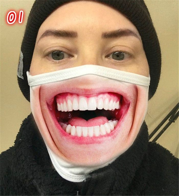 3D Funny face designer face mask adjustable protective mask dust and haze  breathable Sunshade face masks