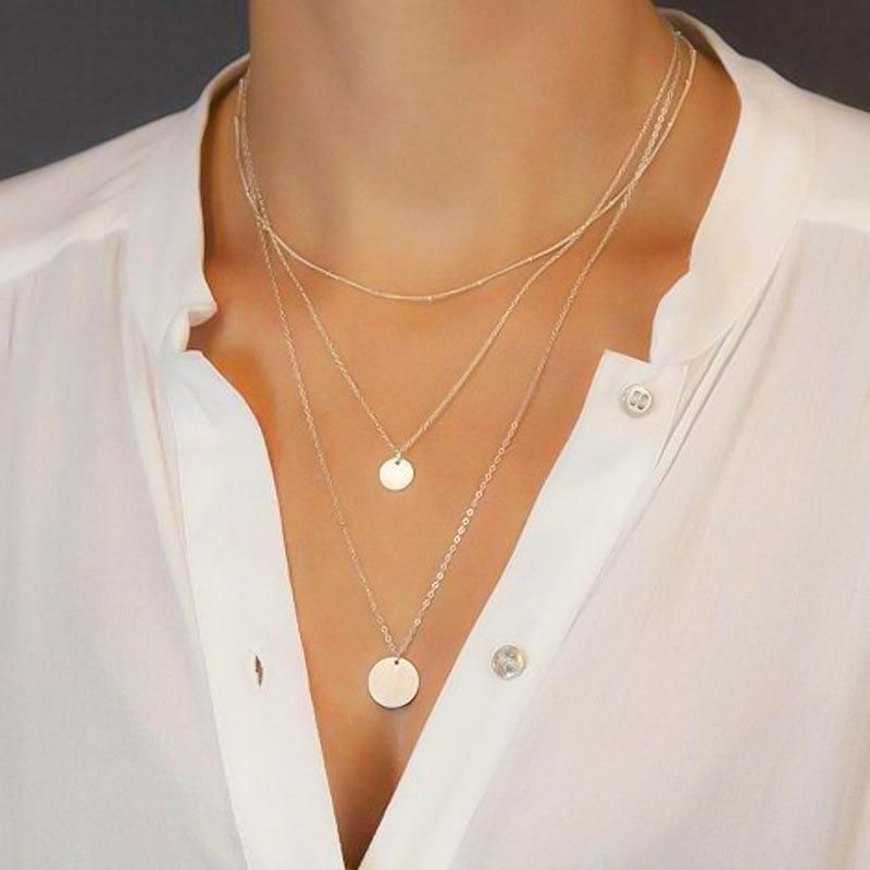 silver layered necklace set