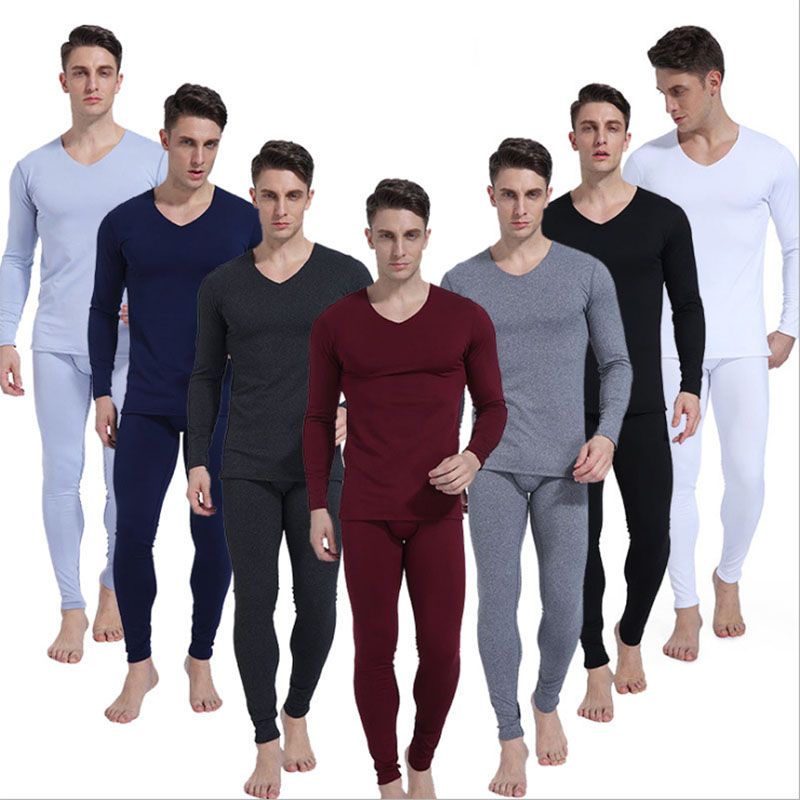 Buy HEROBIKER Men Cotton Thermal Underwear Set Motorcycle Skiing Winter  Warm Base Layers Tight Long Johns Tops & Pants Set Black M at