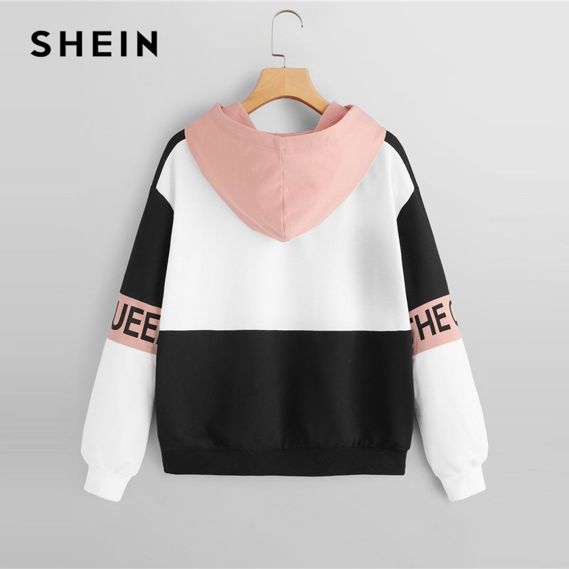 Compra SheIn Multicolor Elegante Bloque De Color Bloque De Impresión  PULTULERS Sudadera Con Capucha Otoño Minimalistas Sudaderas CX200717 Barato  | Entrega Rápida Y Calidad | Es.Dhgate