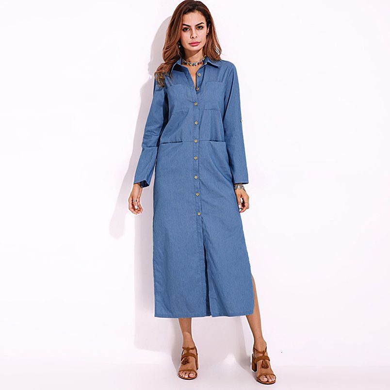 womens denim maxi dress