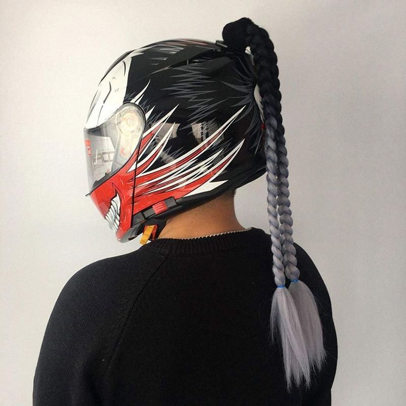 Capacete de rampa gradiente tranças capacete rabo de cavalo cabelo rabo de  cavalo moto moto em Promoção | Ofertas na Americanas