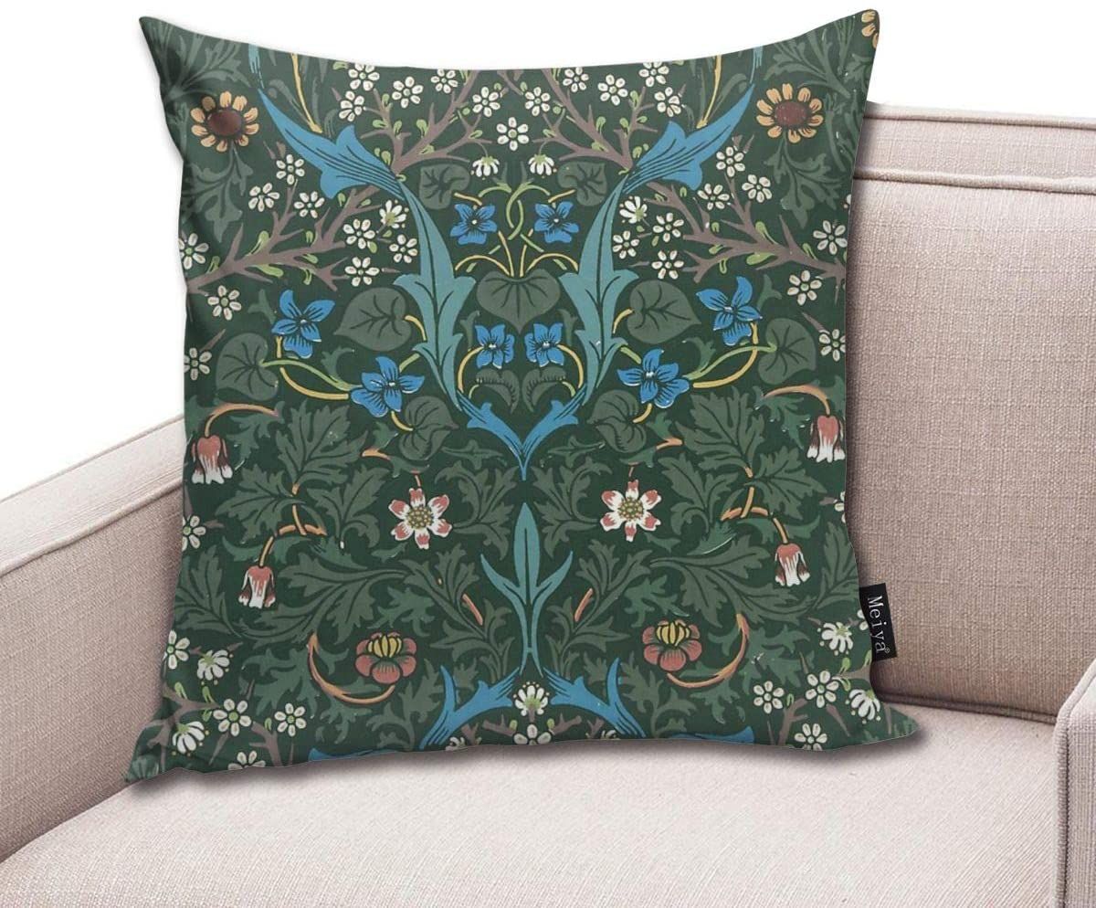 18 x 18 Inch Winter Holiday Farmhouse Cotton Cushion Case Decoration for Sofa Couch BLUETOP William Morris Compton Pillow Cover 