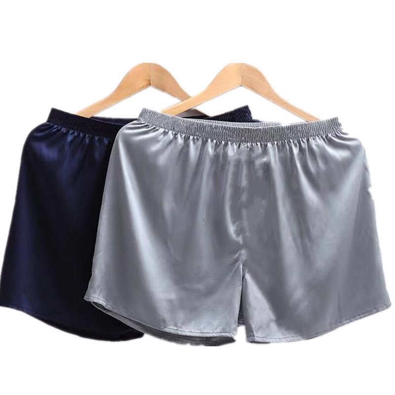 2021 Summer Men's Sleep Bottoms Solid Silk Satin Sleepwear Boxers Shorts  Nightwear Pajamas For Men Homewear Robes Underwear|Sleep Bottoms| -  AliExpress