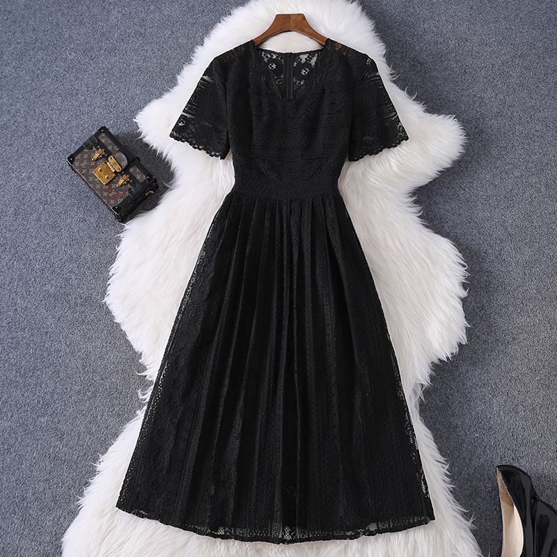 elegant pure color short sleeves maxi dress