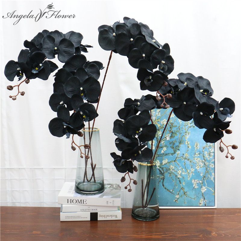 105cm flor artificial mariposa negra orquídea de seda phalaenopsis para la  boda Christams Decoración del hogar