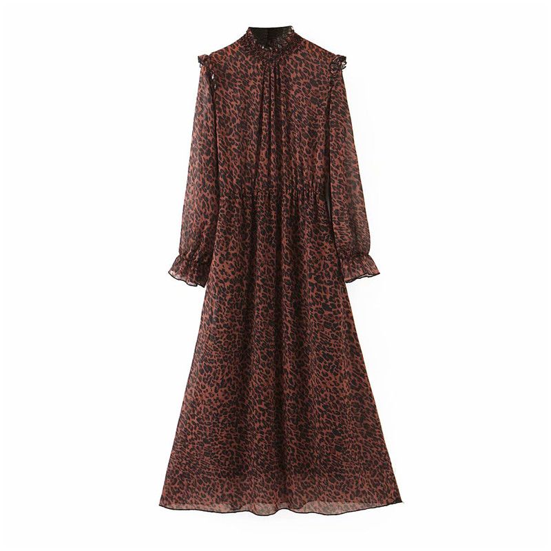 leopard print pleated midi dress
