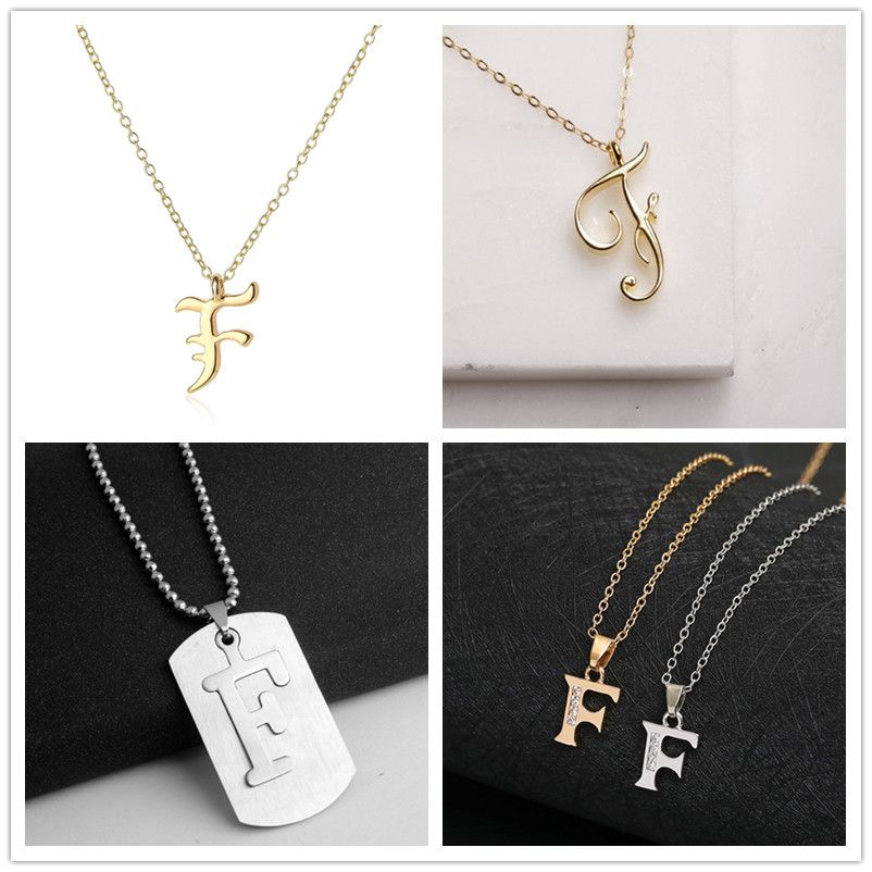 Stainless Steel Lettering Names Pendant Chain Necklace Golden Fashion Jewelry