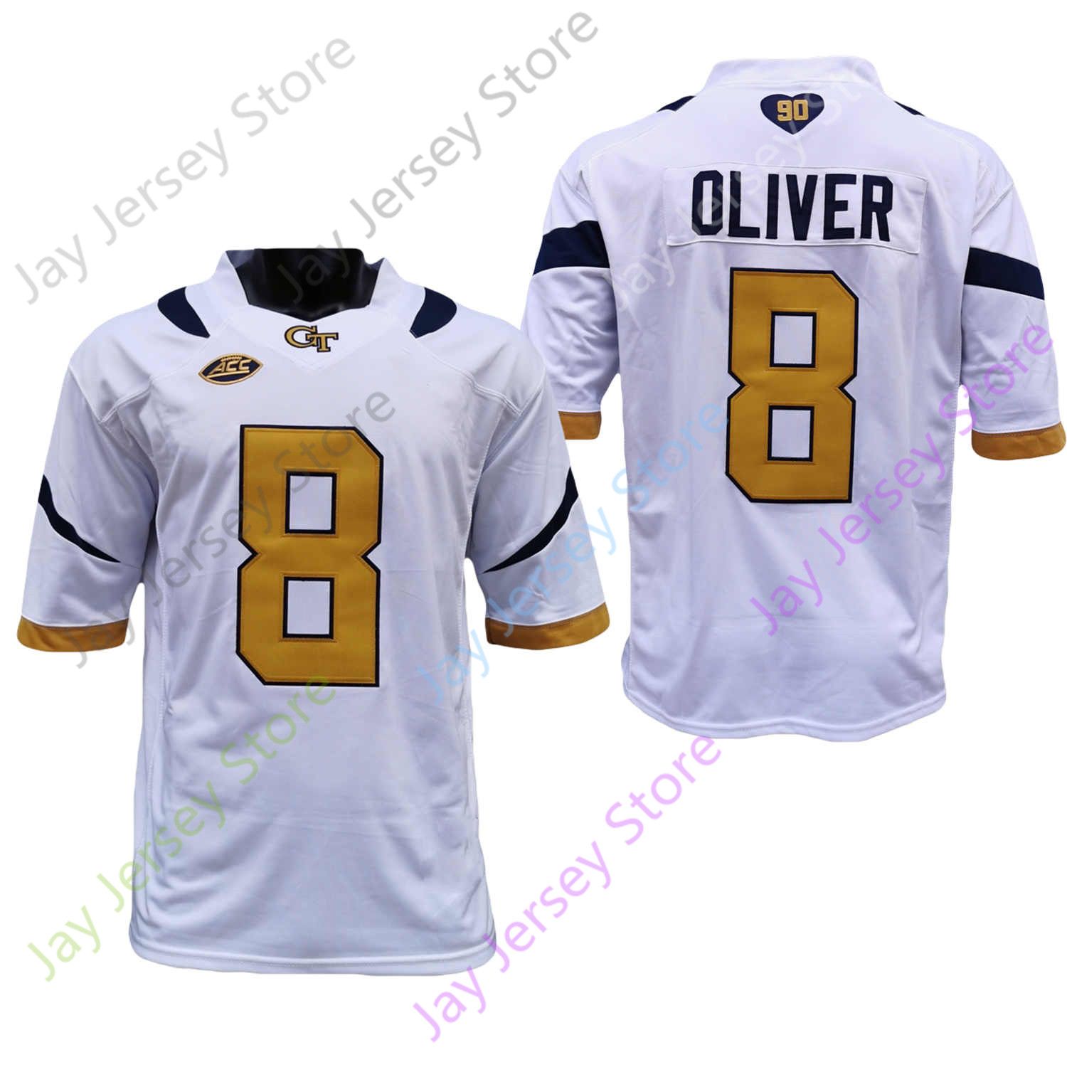 2021 2020 New NCAA Tech Yellow Jackets Jerseys 8 Tobias Oliver