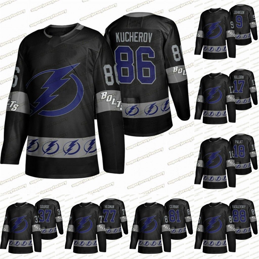 2020 Tampa Bay Lightning Black Breakaway Jerseys 86 Nikita Kucherov 91